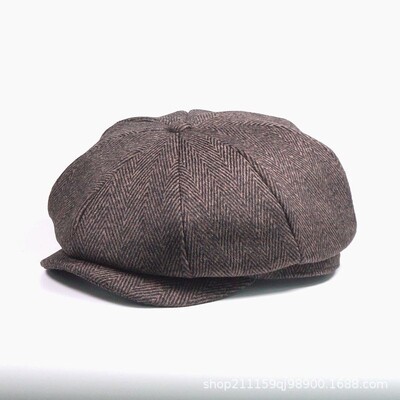 Αρσενικό Plus Size Ivy Hat Big Head Man Felt Newsboy Cap Dad Leisure Beret Caps Winter Wool Flat Octagon Caps 55-59cm 60-62cm