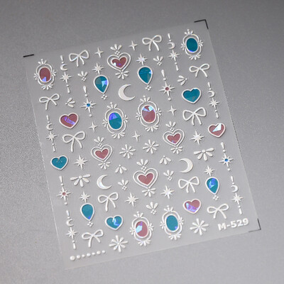 1 buc. Autocolante 5D Shell Light pentru unghii Fashion Gold Border Love Heart Bowknot Moon Star Art Decal Decorații de manichiură de înaltă calitate