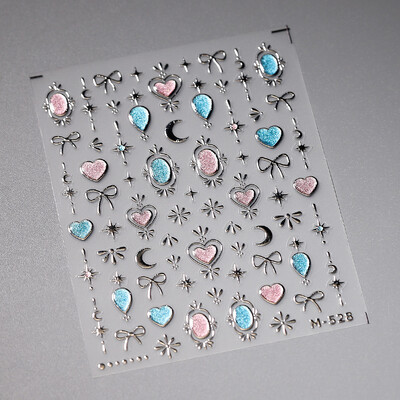 1 buc. Autocolante 5D Shell Light pentru unghii Fashion Gold Border Love Heart Bowknot Moon Star Art Decal Decorații de manichiură de înaltă calitate