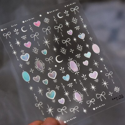 1 buc. Autocolante 5D Shell Light pentru unghii Fashion Gold Border Love Heart Bowknot Moon Star Art Decal Decorații de manichiură de înaltă calitate