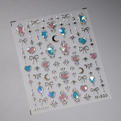 1 buc. Autocolante 5D Shell Light pentru unghii Fashion Gold Border Love Heart Bowknot Moon Star Art Decal Decorații de manichiură de înaltă calitate