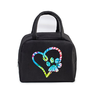 Έγχρωμη Καρδιά Cat Dog Paw Print Φορητή τσάντα μεσημεριανού γεύματος Γυναικείες Ανδρικές Παιδικές Τροφές Θερμικό κουτί πολλαπλών λειτουργιών Γραφείο Bento Insulated τσάντα