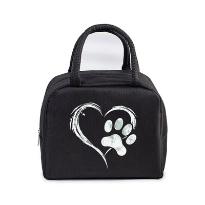 Έγχρωμη Καρδιά Cat Dog Paw Print Φορητή τσάντα μεσημεριανού γεύματος Γυναικείες Ανδρικές Παιδικές Τροφές Θερμικό κουτί πολλαπλών λειτουργιών Γραφείο Bento Insulated τσάντα