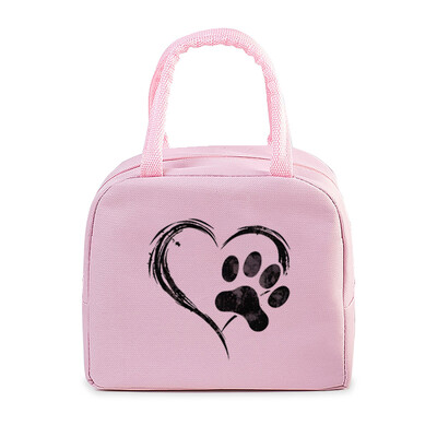 Έγχρωμη Καρδιά Cat Dog Paw Print Φορητή τσάντα μεσημεριανού γεύματος Γυναικείες Ανδρικές Παιδικές Τροφές Θερμικό κουτί πολλαπλών λειτουργιών Γραφείο Bento Insulated τσάντα