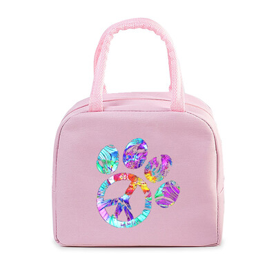 Έγχρωμη Καρδιά Cat Dog Paw Print Φορητή τσάντα μεσημεριανού γεύματος Γυναικείες Ανδρικές Παιδικές Τροφές Θερμικό κουτί πολλαπλών λειτουργιών Γραφείο Bento Insulated τσάντα