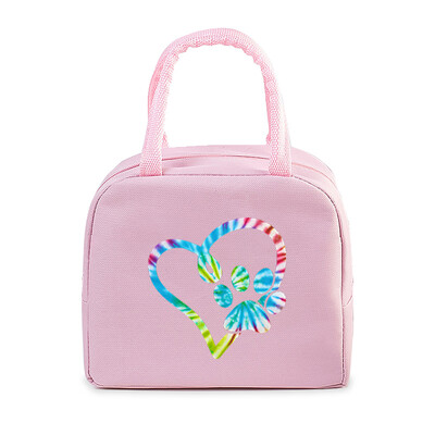 Έγχρωμη Καρδιά Cat Dog Paw Print Φορητή τσάντα μεσημεριανού γεύματος Γυναικείες Ανδρικές Παιδικές Τροφές Θερμικό κουτί πολλαπλών λειτουργιών Γραφείο Bento Insulated τσάντα