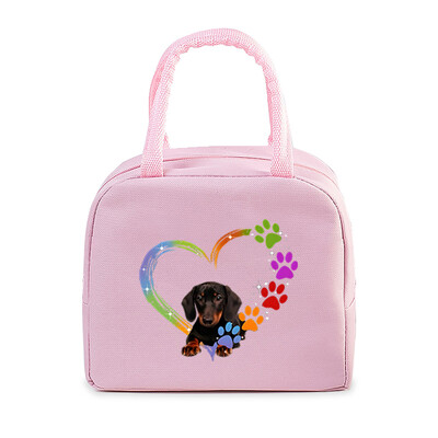 Έγχρωμη Καρδιά Cat Dog Paw Print Φορητή τσάντα μεσημεριανού γεύματος Γυναικείες Ανδρικές Παιδικές Τροφές Θερμικό κουτί πολλαπλών λειτουργιών Γραφείο Bento Insulated τσάντα