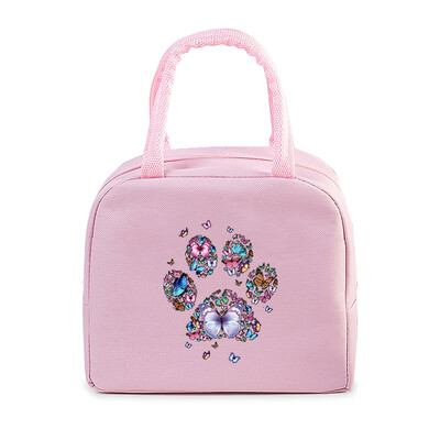 Έγχρωμη Καρδιά Cat Dog Paw Print Φορητή τσάντα μεσημεριανού γεύματος Γυναικείες Ανδρικές Παιδικές Τροφές Θερμικό κουτί πολλαπλών λειτουργιών Γραφείο Bento Insulated τσάντα