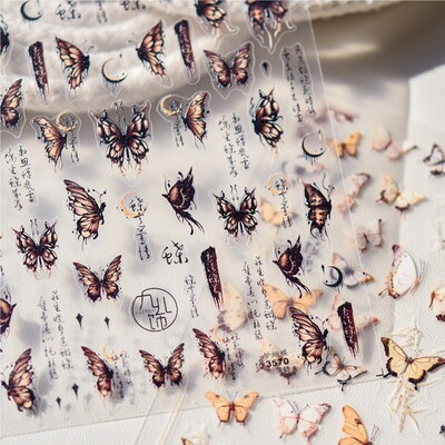 1kom 5D Japanski 3Styles Glitter Butterfly Nail Art Naljepnice Kawaii Samoljepljive naljepnice za nokte Klizne naljepnice DIY dodaci