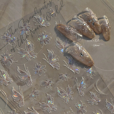 1kom 5D Japanski 3Styles Glitter Butterfly Nail Art Naljepnice Kawaii Samoljepljive naljepnice za nokte Klizne naljepnice DIY dodaci