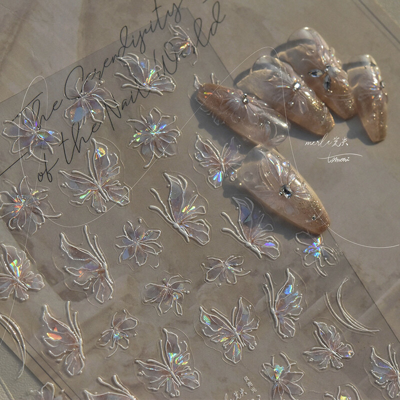 1kom 5D Japanski 3Styles Glitter Butterfly Nail Art Naljepnice Kawaii Samoljepljive naljepnice za nokte Klizne naljepnice DIY dodaci