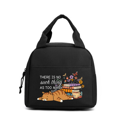 Modna mačka s knjigama Torbe za ručak s printom Žene Muškarci Termalna torba za piknik pića velikog kapaciteta Prijenosne torbe za ručak s hranom na otvorenom