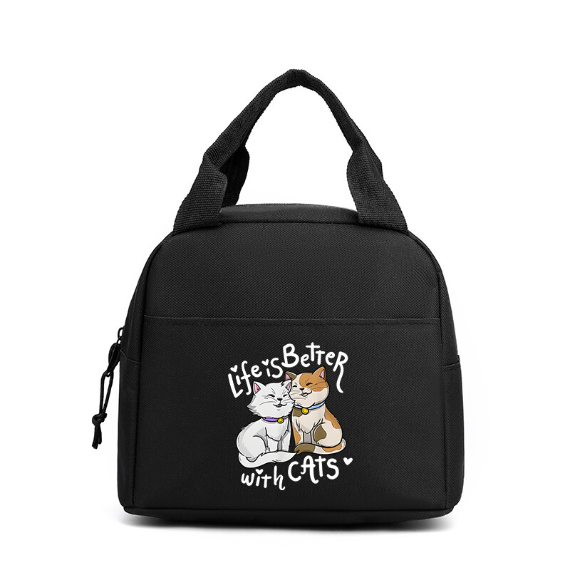 Modna mačka s knjigama Torbe za ručak s printom Žene Muškarci Termalna torba za piknik pića velikog kapaciteta Prijenosne torbe za ručak s hranom na otvorenom