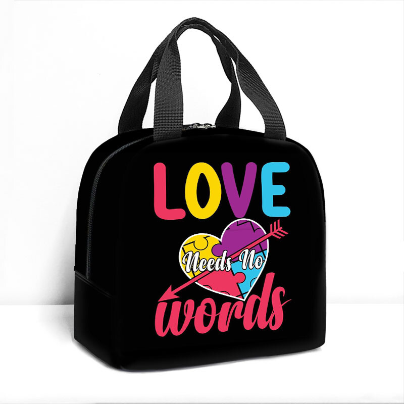 Uzorak svjesnosti o autizmu Vrećica za ručak Autizam Tinejdžer Kutija za ručak Ljubav ne treba riječi Torba za piknik Boca Torba za pohranu hrane