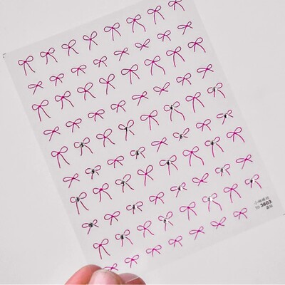 Roz Negru Bowknot Retro Alb Dantela Trandafir Reliefuri în relief 5D Autocolante auto-adezive Nail Art Decalcomanii de manichiură de epocă Comerț cu ridicata