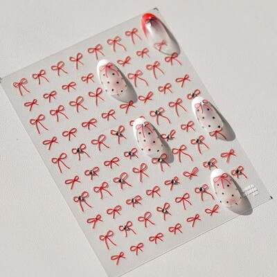 Roz Negru Bowknot Retro Alb Dantela Trandafir Reliefuri în relief 5D Autocolante auto-adezive Nail Art Decalcomanii de manichiură de epocă Comerț cu ridicata