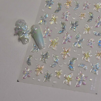 Αυτοκόλλητο 5D Koi Carp Nail Green Lotus Kawaii Red Carp Slider νυχιών για ανακούφιση μανικιούρ DIY ακρυλικά νύχια Αξεσουάρ ψαριού Decal