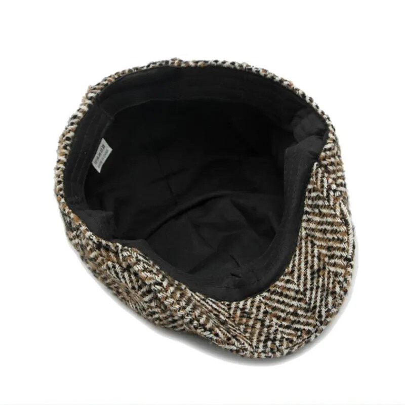 Șepci de iarnă din bumbac, cu dungi, calde, șapcă plată cu vârf, bărbați și femei, beretă de pictor, pălării 171