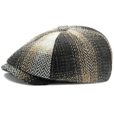 HT4184 Berets Autunm Χειμερινά καπέλα για άνδρες Γυναικείες Vintage καρό καλλιτέχνης Ζωγράφος Οκτάγωνο καπέλο μπερέ Αρσενικό θηλυκό καπέλο μπερέ