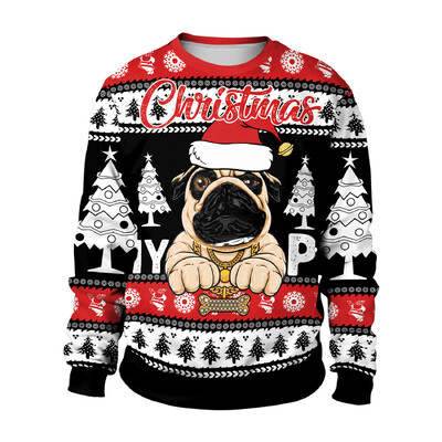 Muškarci Žene Tacky Xmas Sweatshirt 3D crtani ispis Novogodišnja praznična zabava Top uniseks pulover Ružni božićni pulover