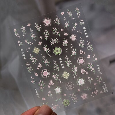 5D Kawaii Lily naljepnice za nokte 1kom Japanski ružičasto bijeli cvijet s dijamantom Samoljepljive naljepnice za nokte klizači DIY