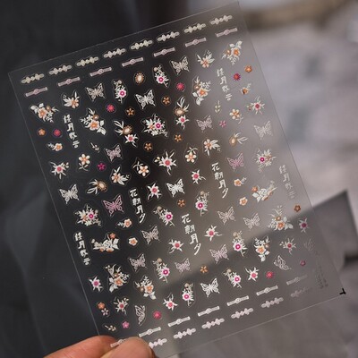 5D Kawaii Lily naljepnice za nokte 1kom Japanski ružičasto bijeli cvijet s dijamantom Samoljepljive naljepnice za nokte klizači DIY