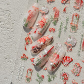 1 buc 5D în relief chinezesc Kawaii bambus evantai autocolante de artă pentru unghii panda de desene animate unghii decorațiuni autoadezive decalcomani accesorii bricolaj