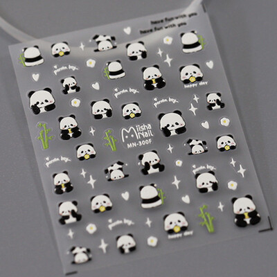 1 buc 5D în relief chinezesc Kawaii bambus evantai autocolante de artă pentru unghii panda de desene animate unghii decorațiuni autoadezive decalcomani accesorii bricolaj