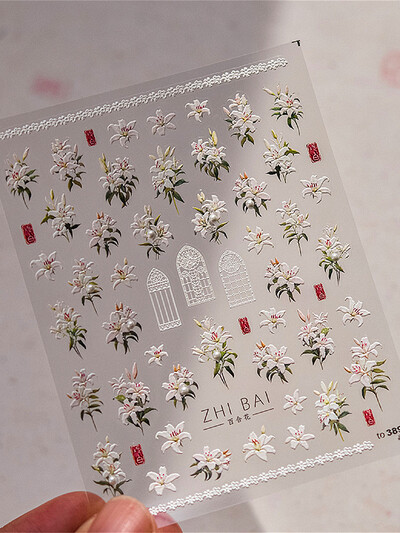 1kom 5D Nail Art naljepnica Meki reljef Frezija Božur Tulipan Cvijet Reljefni listovi miješanih latica Samoljepljivi ukrasi za nokte