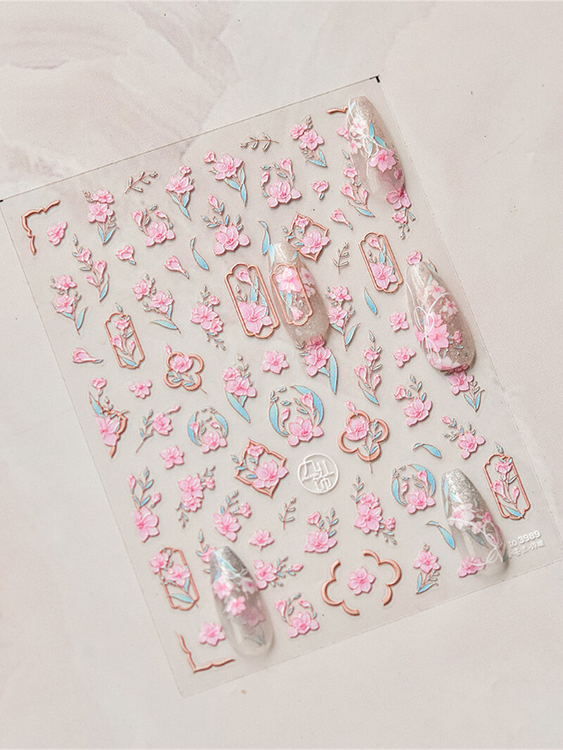 1kom 5D Nail Art naljepnica Meki reljef Frezija Božur Tulipan Cvijet Reljefni listovi miješanih latica Samoljepljivi ukrasi za nokte