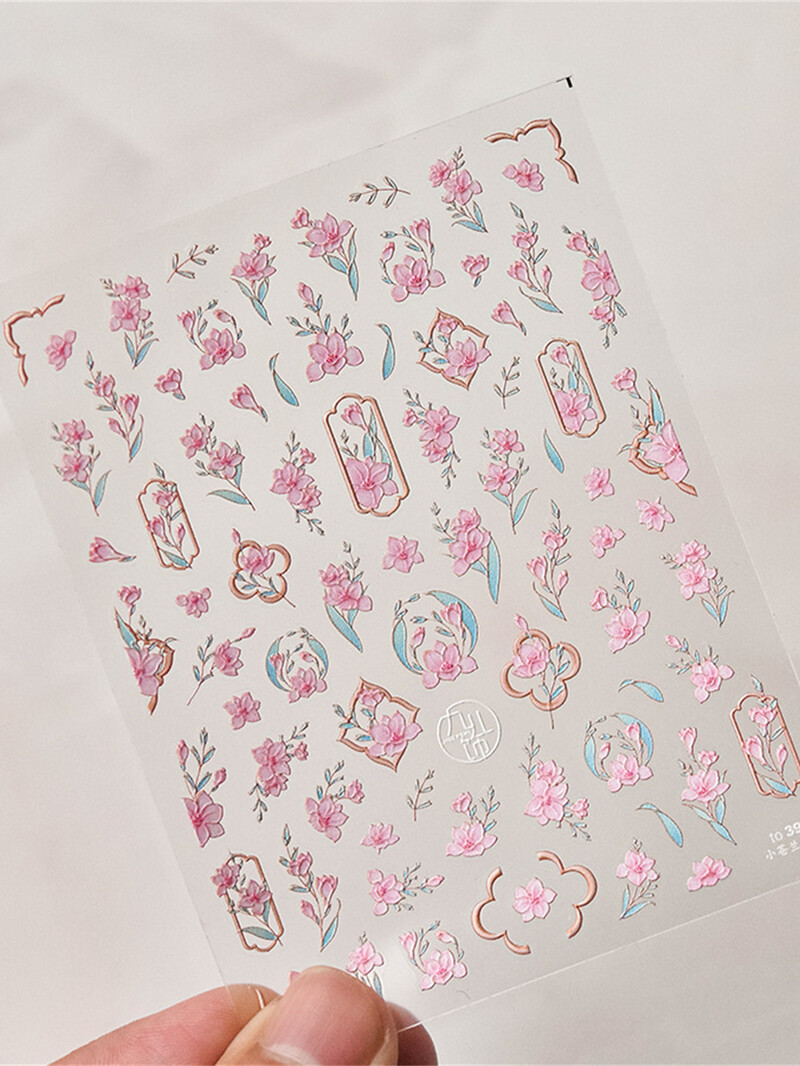 1kom 5D Nail Art naljepnica Meki reljef Frezija Božur Tulipan Cvijet Reljefni listovi miješanih latica Samoljepljivi ukrasi za nokte
