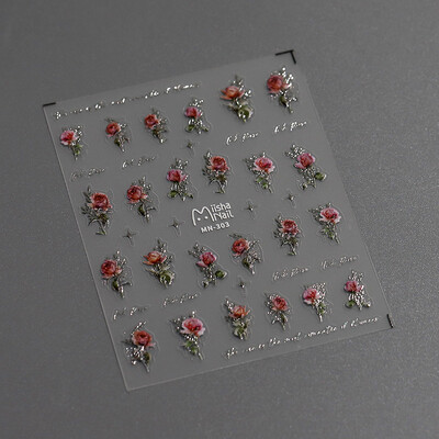 1kom 5D reljefni laser Lluxury Flower Nail Art Charms Naljepnice Akrilne ruže Samoljepljive naljepnice Ukrasi za nokte DIY dodaci