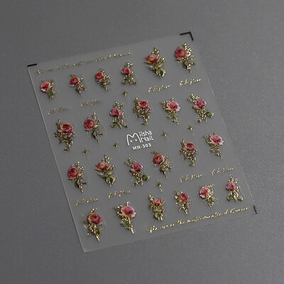 1kom 5D reljefni laser Lluxury Flower Nail Art Charms Naljepnice Akrilne ruže Samoljepljive naljepnice Ukrasi za nokte DIY dodaci