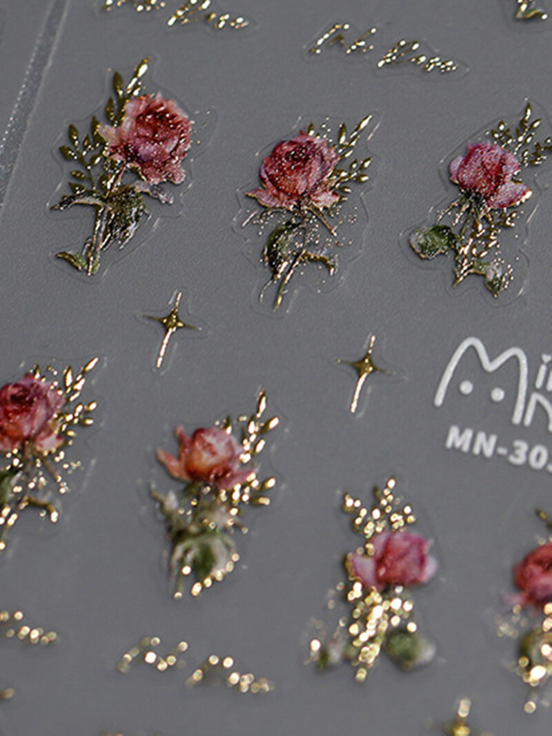 1kom 5D reljefni laser Lluxury Flower Nail Art Charms Naljepnice Akrilne ruže Samoljepljive naljepnice Ukrasi za nokte DIY dodaci