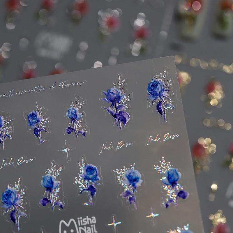1kom 5D reljefni laser Lluxury Flower Nail Art Charms Naljepnice Akrilne ruže Samoljepljive naljepnice Ukrasi za nokte DIY dodaci