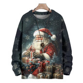 Plus Pieaugušo džemperis Ziemassvētku kostīmi Rakstu Pulovers Džemperis Retro Santa Perfect Apdrukāts Džemperis ar apaļu kaklu Rudens Ziema