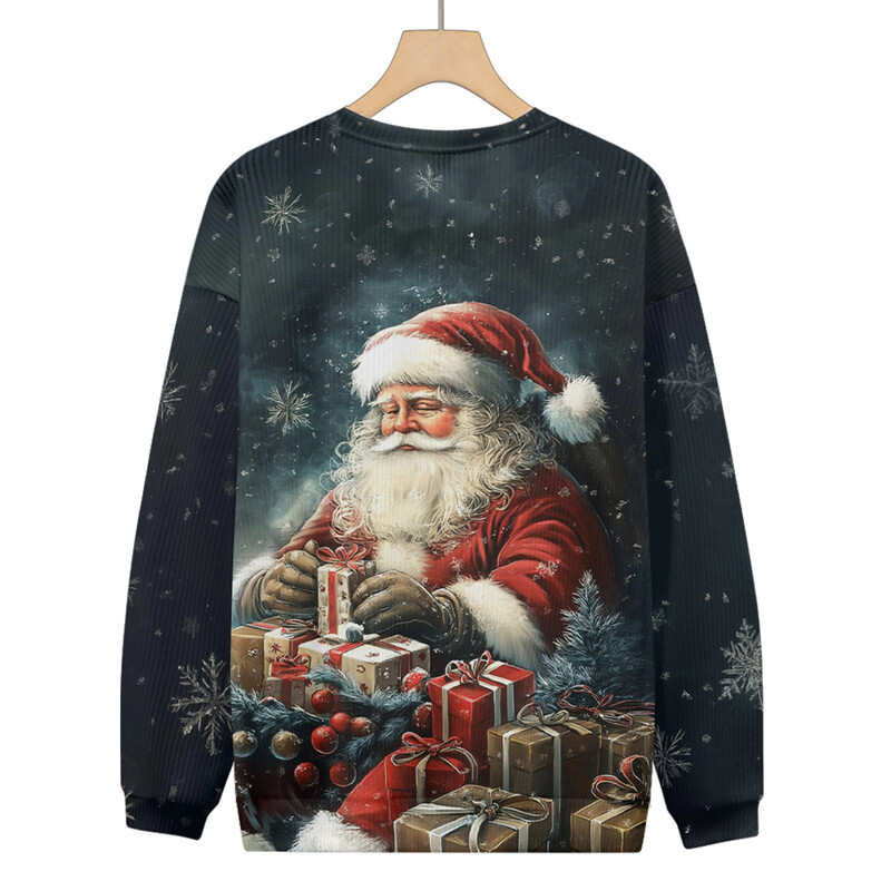 Plus Pieaugušo džemperis Ziemassvētku kostīmi Rakstu Pulovers Džemperis Retro Santa Perfect Apdrukāts Džemperis ar apaļu kaklu Rudens Ziema