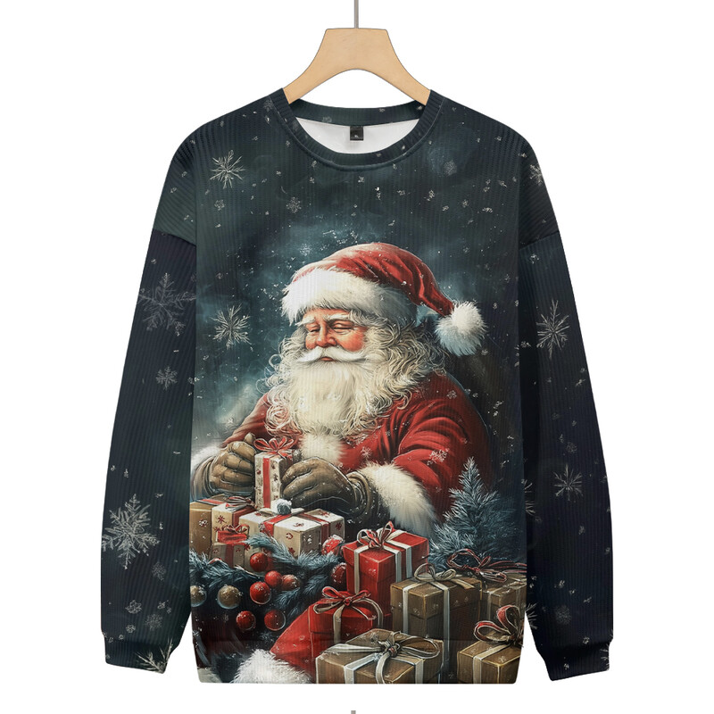 Plus Pieaugušo džemperis Ziemassvētku kostīmi Rakstu Pulovers Džemperis Retro Santa Perfect Apdrukāts Džemperis ar apaļu kaklu Rudens Ziema