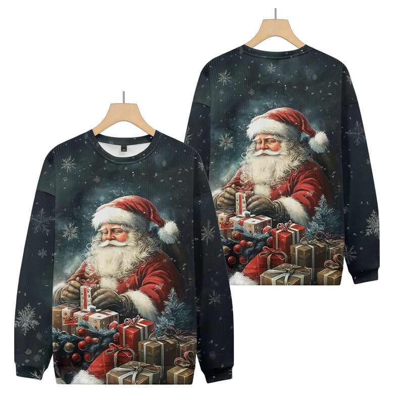 Plus Pieaugušo džemperis Ziemassvētku kostīmi Rakstu Pulovers Džemperis Retro Santa Perfect Apdrukāts Džemperis ar apaļu kaklu Rudens Ziema