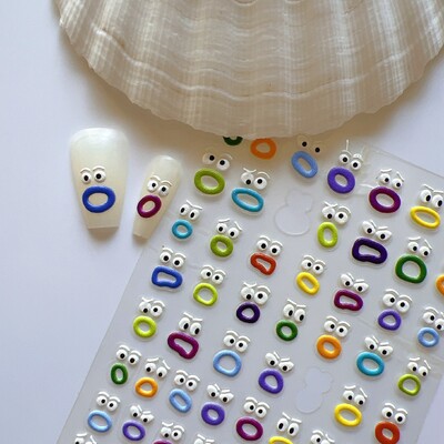 1 τμχ Nail Art 6D Relievo Ugly Face αυτοκόλλητο φύλλο Διακόσμηση νυχιών M