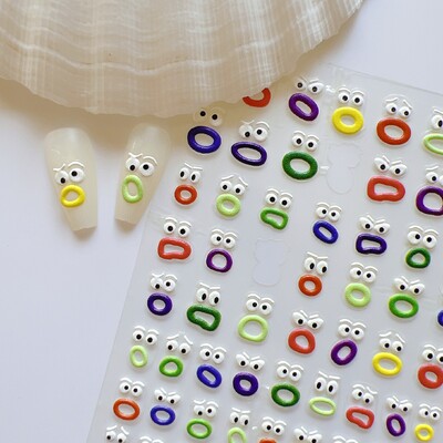 1 τμχ Nail Art 6D Relievo Ugly Face αυτοκόλλητο φύλλο Διακόσμηση νυχιών M
