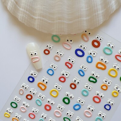 1 τμχ Nail Art 6D Relievo Ugly Face αυτοκόλλητο φύλλο Διακόσμηση νυχιών M