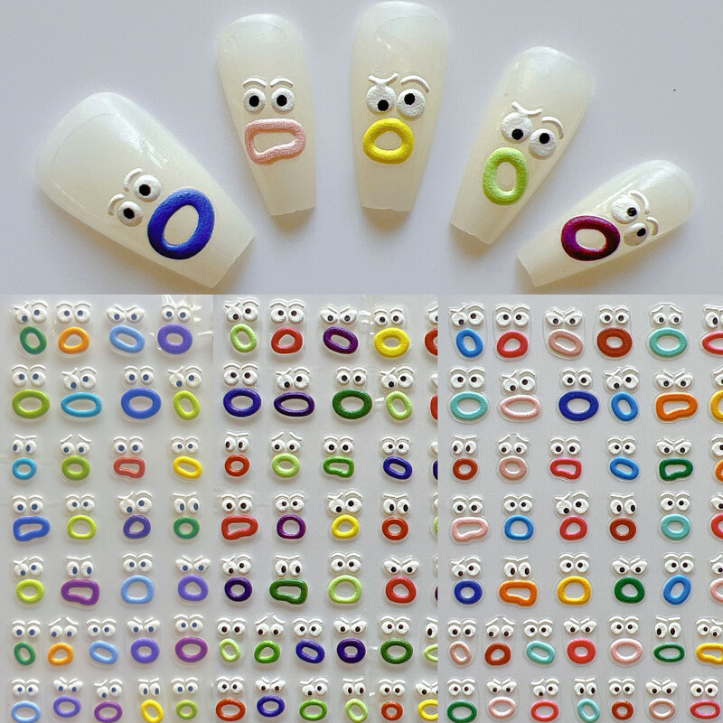 1 τμχ Nail Art 6D Relievo Ugly Face αυτοκόλλητο φύλλο Διακόσμηση νυχιών M