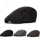 Retro Newsboy Caps Ανδρικά Καπέλα Βρετανών ζωγράφων Φθινοπωρινά χειμερινά μπερέδες Ψαροκόκκαλο πλέγμα με κόκκινη γραμμή επίπεδη καπέλα Hip Hop Berets