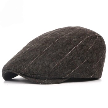 Retro Newsboy Caps Ανδρικά Καπέλα Βρετανών ζωγράφων Φθινοπωρινά χειμερινά μπερέδες Ψαροκόκκαλο πλέγμα με κόκκινη γραμμή επίπεδη καπέλα Hip Hop Berets