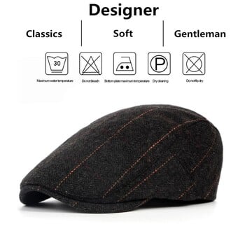 Retro Newsboy Caps Ανδρικά Καπέλα Βρετανών ζωγράφων Φθινοπωρινά χειμερινά μπερέδες Ψαροκόκκαλο πλέγμα με κόκκινη γραμμή επίπεδη καπέλα Hip Hop Berets