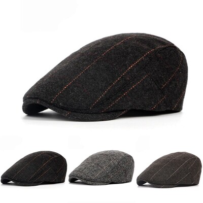Retro Newsboy sapkák Férfi Brit festők Kalapok Őszi Téli Beretek Halszálkás Rács piros vonallal Lapos sapka Hip Hop Beret