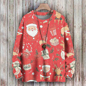 Plus Πουλόβερ για ενήλικες Χριστουγεννιάτικες στολές Μοτίβο πουλόβερ Πουλόβερ ριγέ Oversize Snow Print Στρογγυλή λαιμόκοψη Πουλόβερ Φθινόπωρο Χειμώνας