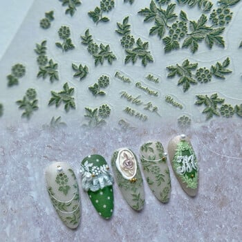 1 бр. Nail Art 6D Relievo Flower Високо качество 5 цвята Мини дизайн на бродерия Цветя Стикер Лист Nail Art Decoration MS244-252