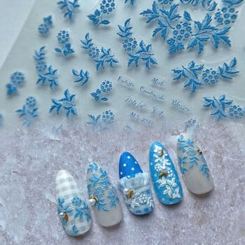 1 бр. Nail Art 6D Relievo Flower Високо качество 5 цвята Мини дизайн на бродерия Цветя Стикер Лист Nail Art Decoration MS244-252